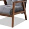 Baxton Studio Asta Mid-Century Grey Velvet Upholstered Walnut Finished Wood Armchair 160-9941 - alternate 8